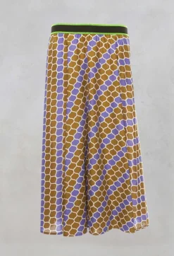 Niù Skirts^Printed Midi Skirt with Contrast Waistband in Lilla