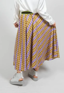 Niù Skirts^Printed Midi Skirt with Contrast Waistband in Lilla