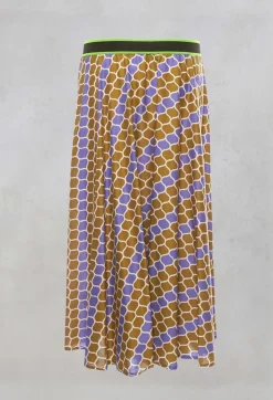 Niù Skirts^Printed Midi Skirt with Contrast Waistband in Lilla