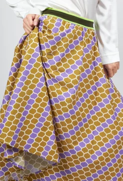 Niù Skirts^Printed Midi Skirt with Contrast Waistband in Lilla