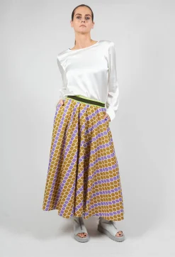 Niù Skirts^Printed Midi Skirt with Contrast Waistband in Lilla