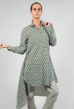 Niù Shirts & Blouses^Printed Shirt Dress with Tie Front in Alga