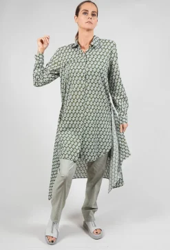Niù Shirts & Blouses^Printed Shirt Dress with Tie Front in Alga