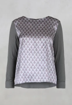 Niù Shirts & Blouses^Printed Silk Contrasting Fabric Trapeze Shirt in Quartz