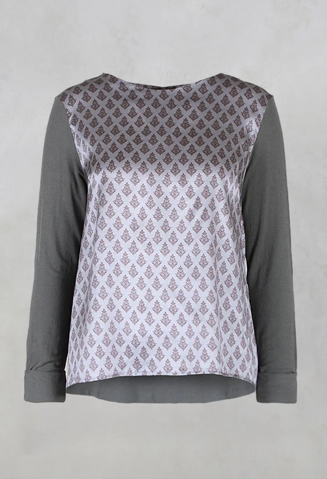 Niù Shirts & Blouses^Printed Silk Contrasting Fabric Trapeze Shirt in Quartz