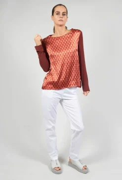 Niù Shirts & Blouses^Printed Silk Contrasting Fabric Trapeze Shirt in Vulcano