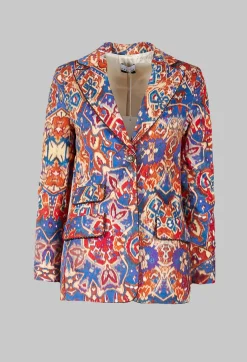 Sfizio Jackets^Printed Velvet Blazer in Carpet Print