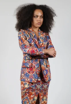 Sfizio Jackets^Printed Velvet Blazer in Carpet Print