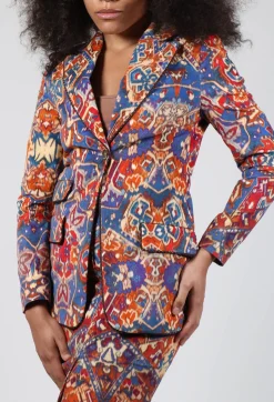 Sfizio Jackets^Printed Velvet Blazer in Carpet Print