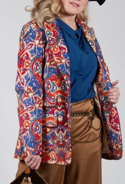 Sfizio Jackets^Printed Velvet Blazer in Carpet Print