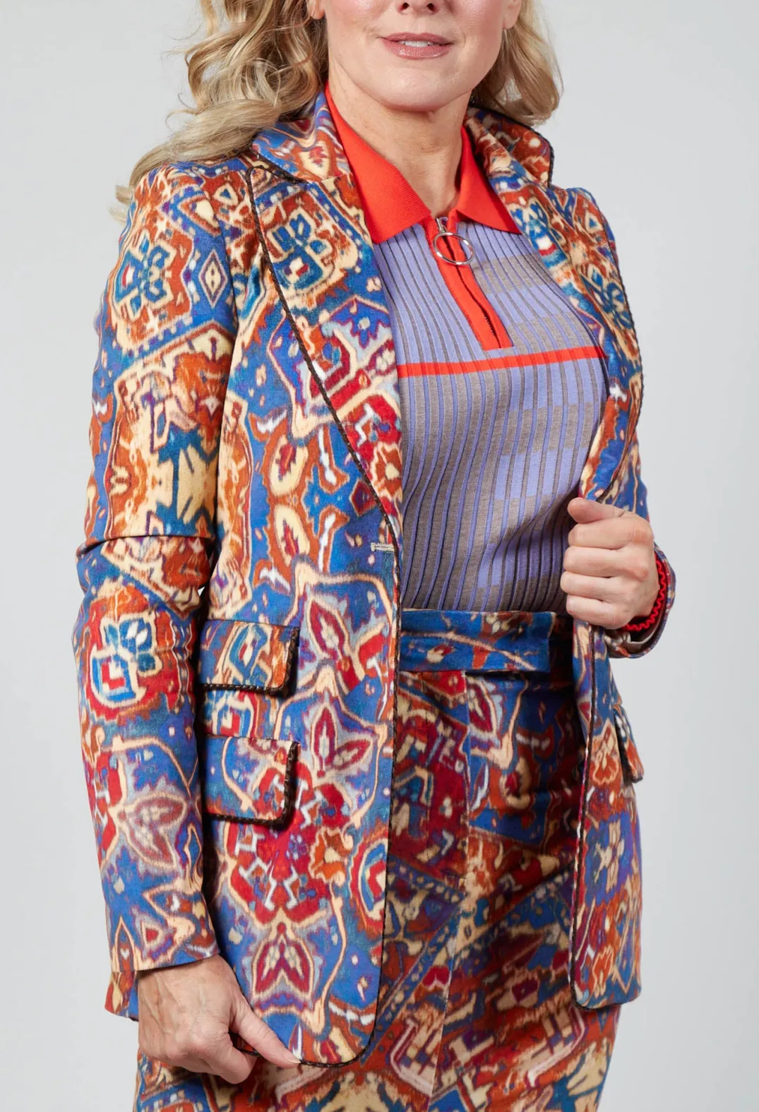 Sfizio Jackets^Printed Velvet Blazer in Carpet Print