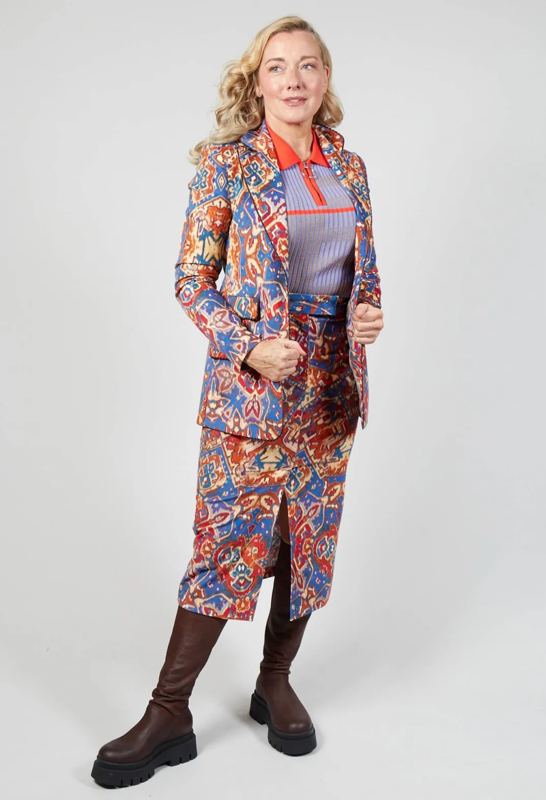 Sfizio Jackets^Printed Velvet Blazer in Carpet Print
