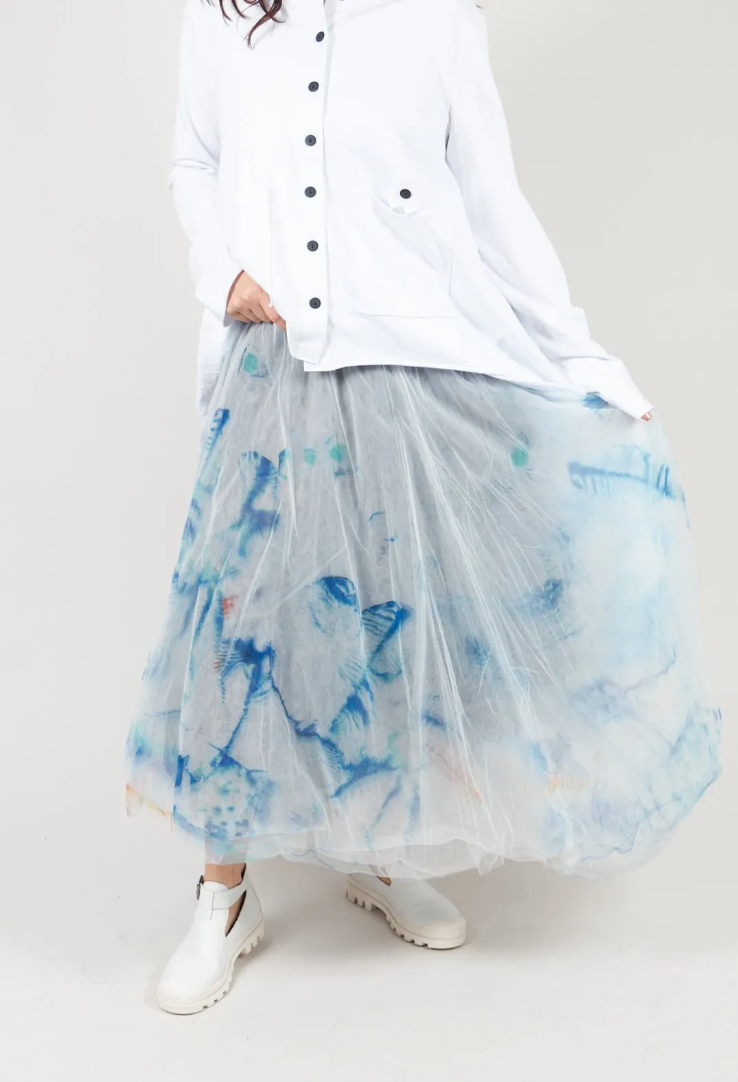 Bread and Butter Skirts^Printwork Tulle Skirt in Blue