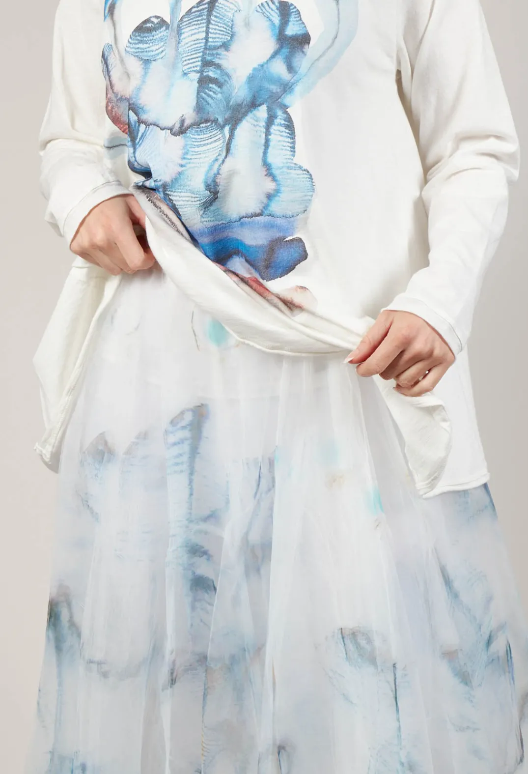 Bread and Butter Skirts^Printwork Tulle Skirt in Blue