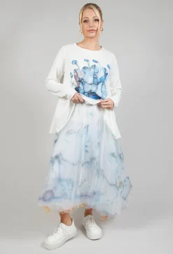 Bread and Butter Skirts^Printwork Tulle Skirt in Blue
