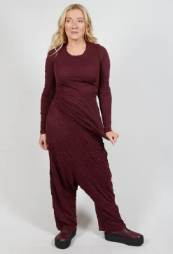 Rundholz Mainline Trousers^Pull On Crinkle Trousers in Merlot