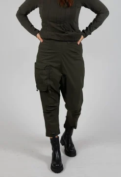 Rundholz Black Label Trousers^Pull On Drop Crotch Trousers with Cargo Pocket in Jungle