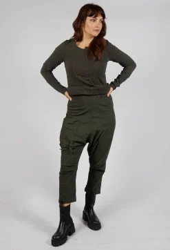 Rundholz Black Label Trousers^Pull On Drop Crotch Trousers with Cargo Pocket in Jungle