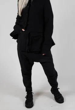 Rundholz Black Label Trousers^Pull On Drop Crotch Trousers in Black Stripe
