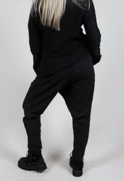 Rundholz Black Label Trousers^Pull On Drop Crotch Trousers in Black Stripe