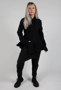Rundholz Black Label Trousers^Pull On Drop Crotch Trousers in Black Stripe