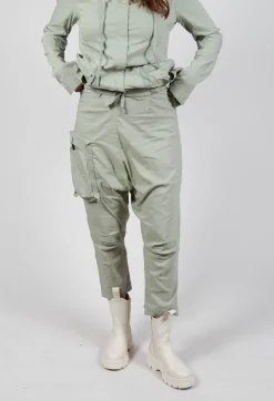 Rundholz Black Label Trousers^Pull On Drop Crotch Trousers with Cargo Pocket in Defender