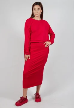Rundholz Mainline Skirts^Pull on Midi Skirt in Cardinal Cloud