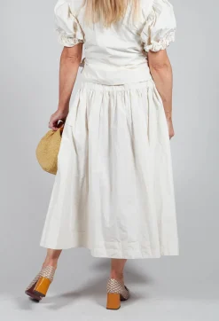 Les Filles d'Ailleurs Skirts^Pull on Pleated Skirt in Ecru