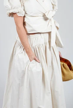 Les Filles d'Ailleurs Skirts^Pull on Pleated Skirt in Ecru