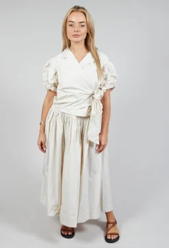 Les Filles d'Ailleurs Skirts^Pull on Pleated Skirt in Ecru
