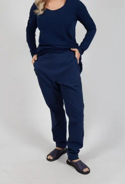 Rundholz Black Label Trousers^Pull On Slim Leg Trousers in Navy