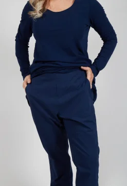 Rundholz Black Label Trousers^Pull On Slim Leg Trousers in Navy