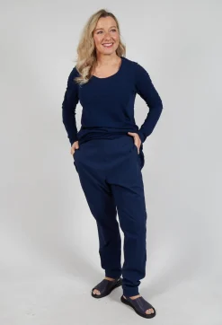 Rundholz Black Label Trousers^Pull On Slim Leg Trousers in Navy