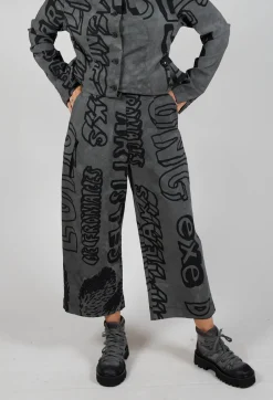 Rundholz Black Label Trousers^Pull On Straight Leg Trousers in Rock Big Print