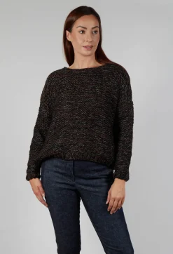 Umit Unal Knitwear|Jumpers^Purl Knit Scoop Neck Jumper in Brown Black