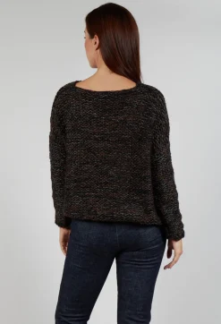 Umit Unal Knitwear|Jumpers^Purl Knit Scoop Neck Jumper in Brown Black