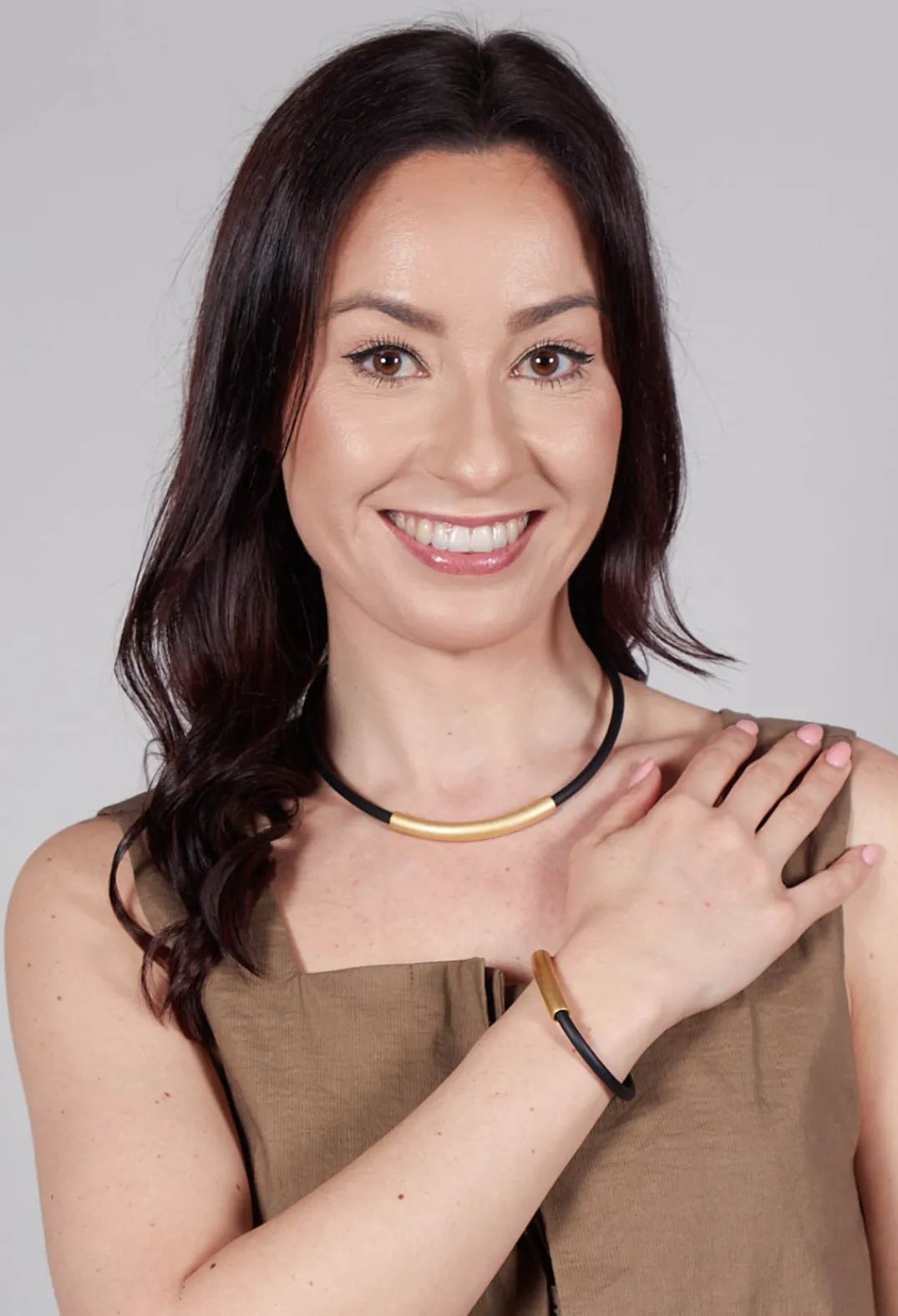 Bender Schmuck Necklaces|Bracelets^PVC Bracelet with Gold Plated Parts in Black