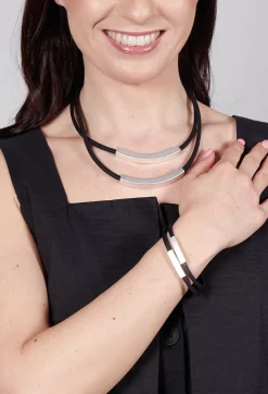 Bender Schmuck Necklaces|Bracelets^PVC Bracelet with Silver Plated Parts in Black