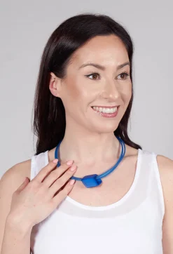 Bender Schmuck Necklaces^PVC Choker with Resin Square Bead in Blue