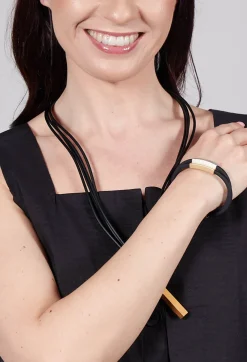Bender Schmuck Bracelets^PVC Four Row Bracelet with Bi-Coloured Parts in Black