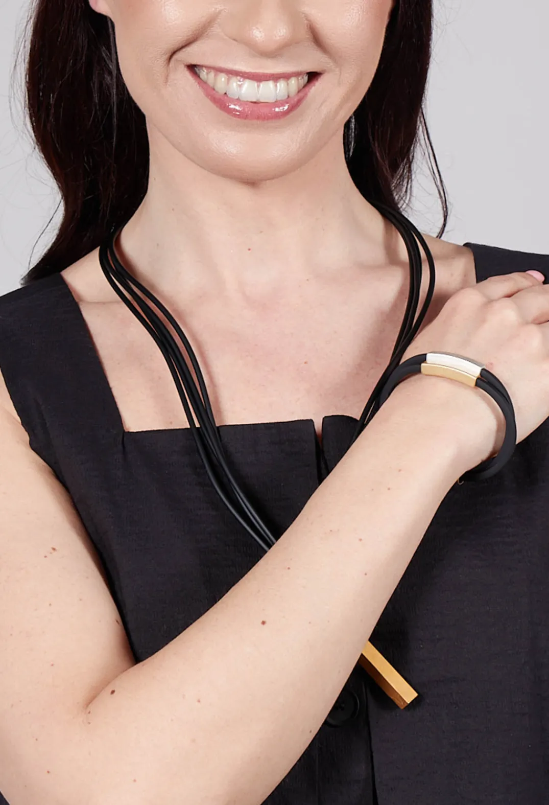 Bender Schmuck Bracelets^PVC Four Row Bracelet with Bi-Coloured Parts in Black
