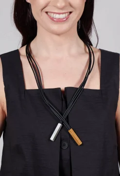 Bender Schmuck Necklaces^PVC Four Row Necklace with Bi-Coloured Parts in Black