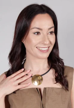 Bender Schmuck Necklaces^PVC Necklace with Brass Pendant in Black