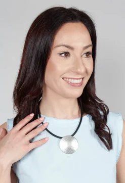 Bender Schmuck Necklaces^PVC Necklace with Silver Plated Zamak Pendant in Black