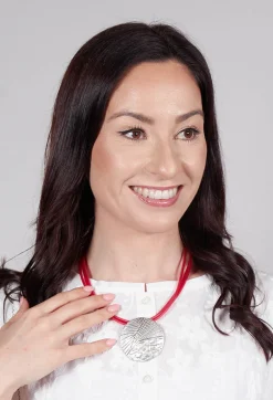 Bender Schmuck Necklaces^PVC Three Row Necklace with Engraved Zamak Pendant in Red