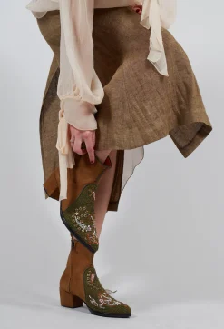 Meher Kakalia Boots^Queen Phyllis Boot in Suede Spice Olive