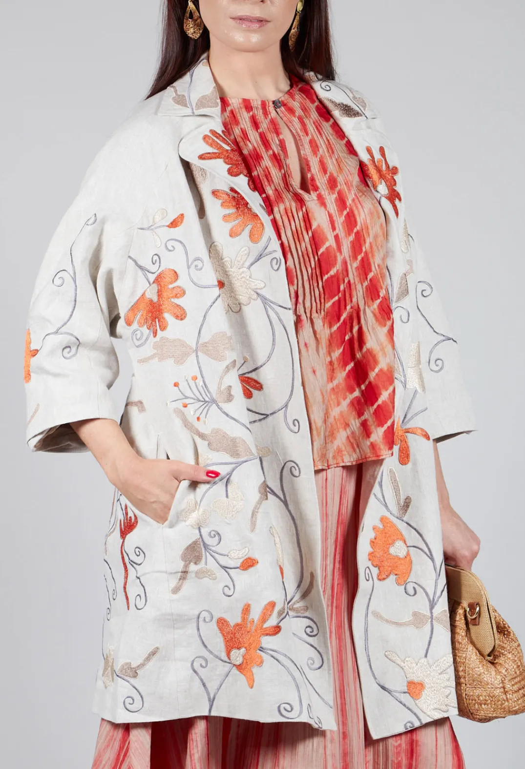 Bianco Levrin Coats^Raimonda Flame Emb Coat in Pepper