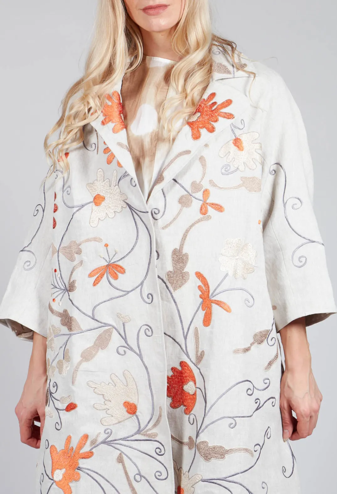 Bianco Levrin Coats^Raimonda Flame Emb Coat in Pepper