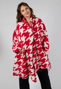Rundholz Mainline Cardigans^Raw Edge Cardigan in Cardinal Bone Jacquard
