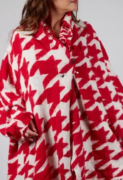 Rundholz Mainline Cardigans^Raw Edge Cardigan in Cardinal Bone Jacquard